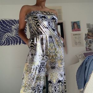 Strapless Pattern Jumpsuit